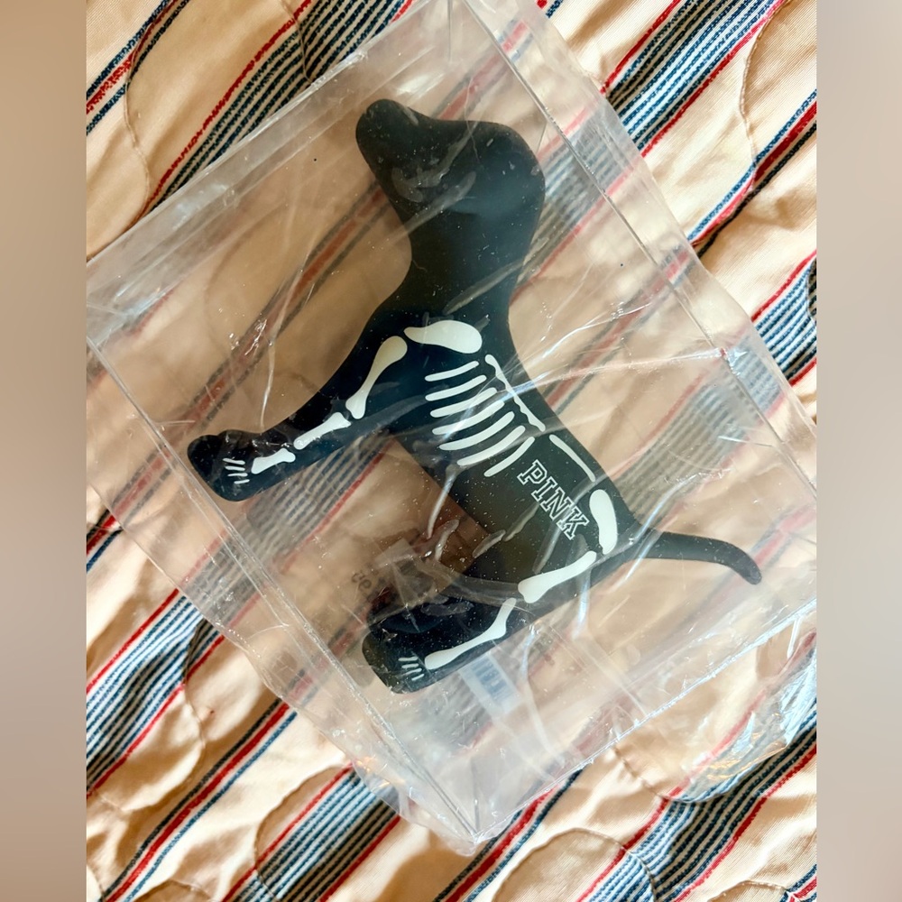 PINK Victoria's Secret Black Skeleton Dog Toy